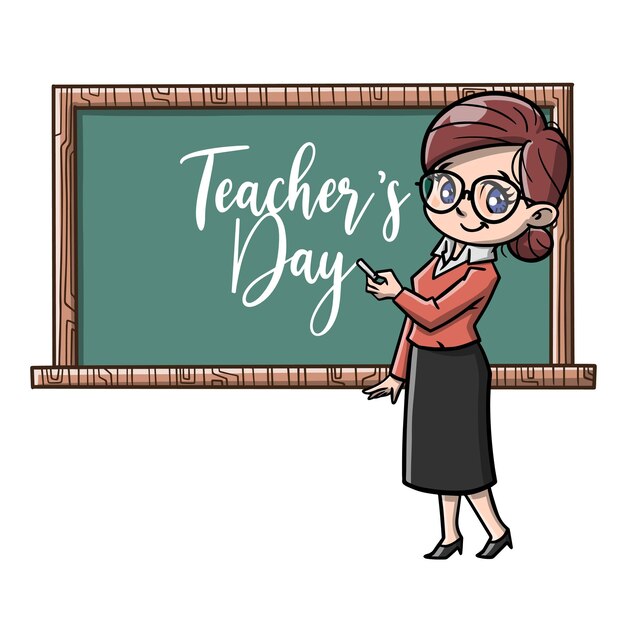 Vector teacher's day cute cartoon