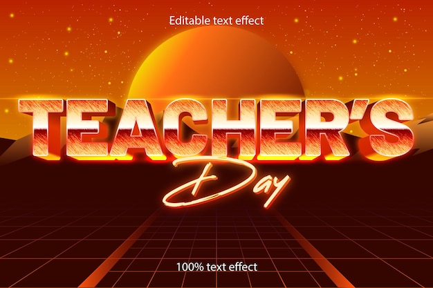 Teacher's day editable text effect retro style