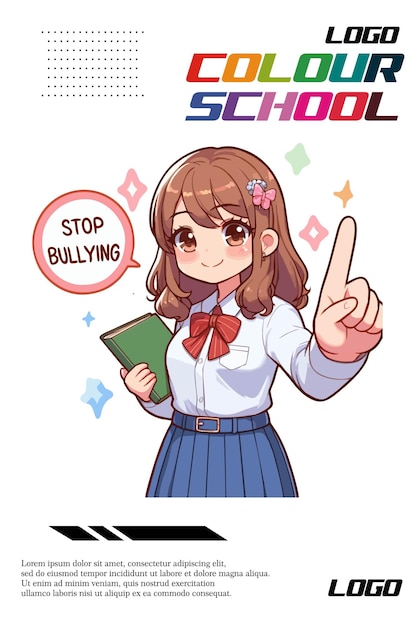 Vector teacher say stop bullying cute style