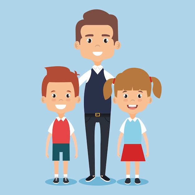 Teacher school with children avatar character