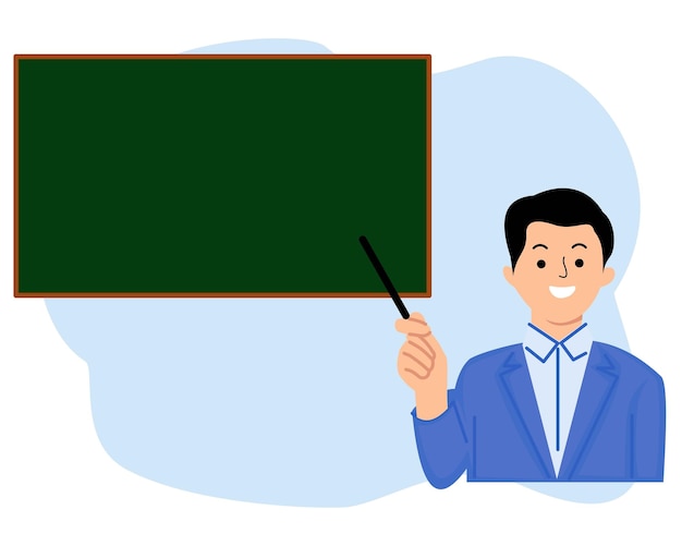 teacher standing in front of blackboard