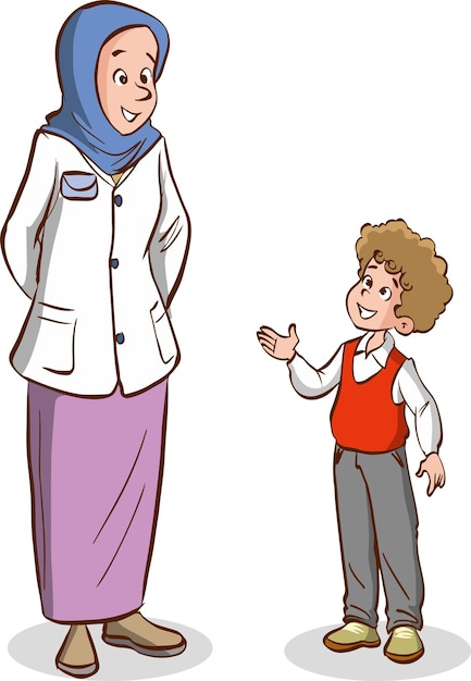 teacher and student talking cartoon vector