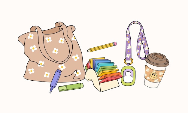 Vector teacher stuff clipa art back to school clip art with bag