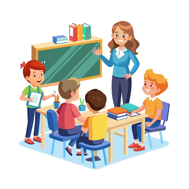 A Teacher Teaching in the classroom vector illustration