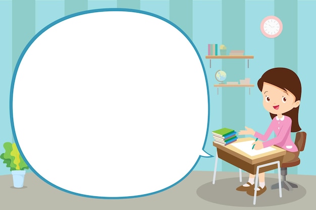 Teacher teaching lesson on table present something with speech bubble