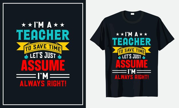 Vector teacher tshirt design premium vector