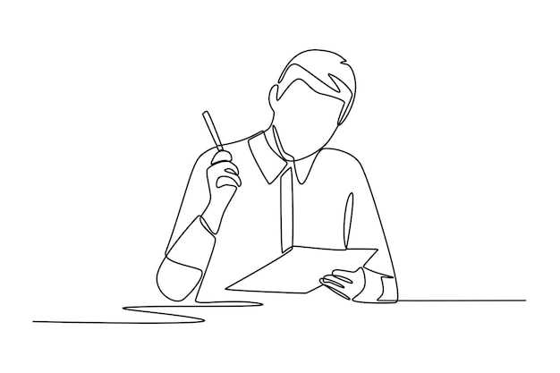 teacher who is taking student absences teacher in classroom concept oneline drawing