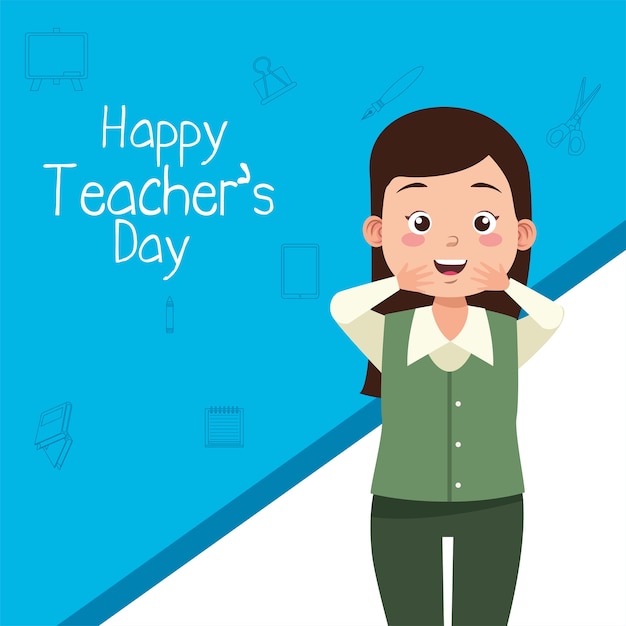 Teacher woman character with teachers day lettering