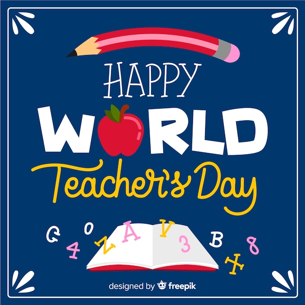 Vector teachers day concept with lettering