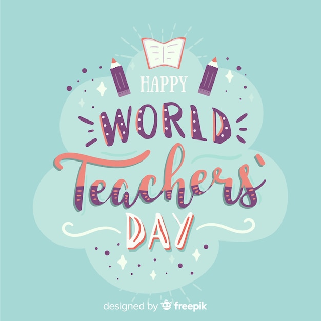 Vector teachers day concept with lettering