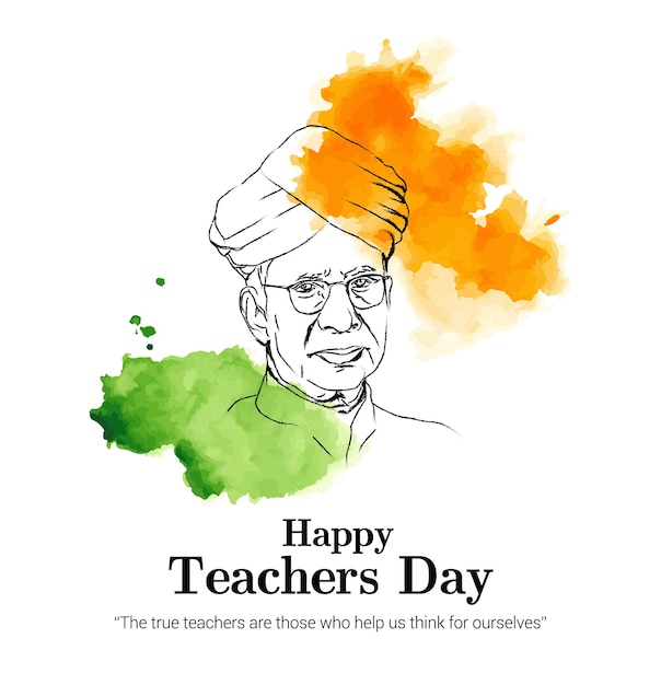 Premium Vector Teachers day india with tricolor flag and dr s