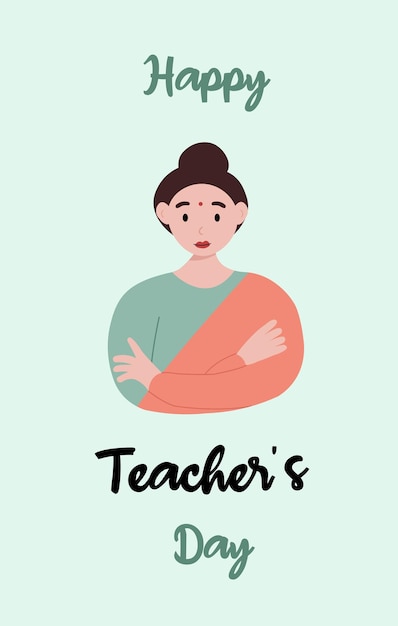 Teachers Day indian traditional womaan teacher illustration for celebration poster