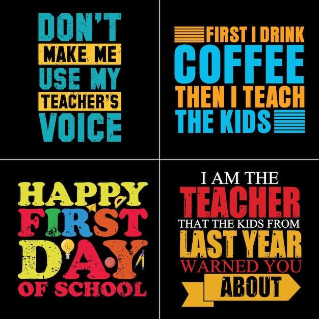 Vector teachers day lettering design bundle