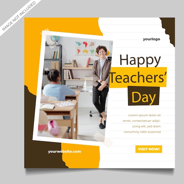 Vector teachers day social media post template design and web template square flyer poster banner