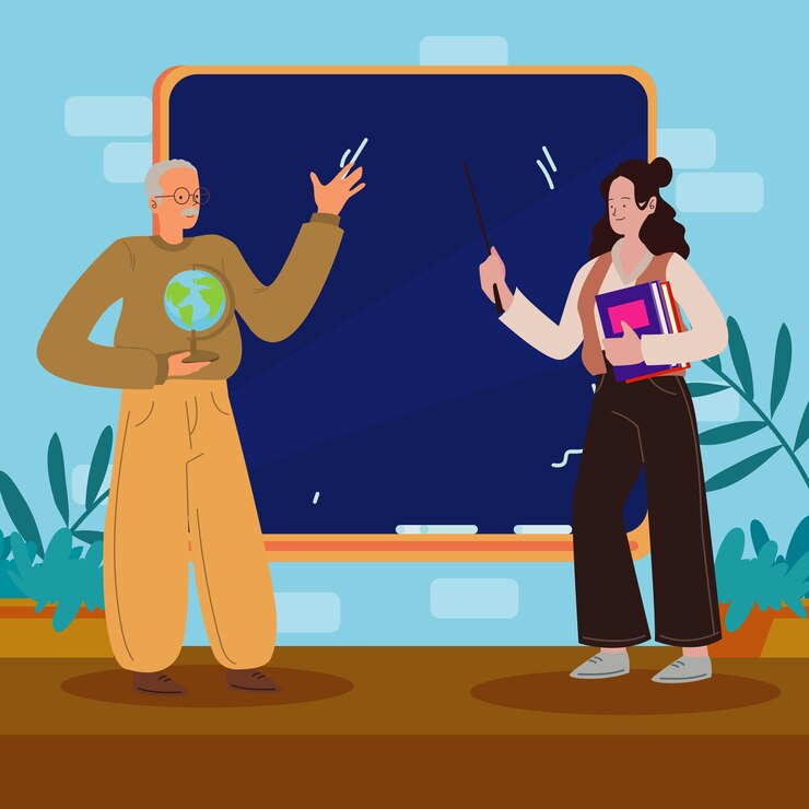 Vector teachers giving a class