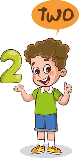 teaching numbers to children two cartoon vector