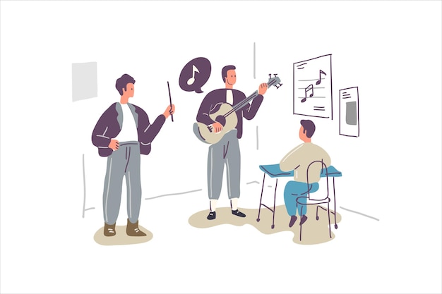 Vector teaching singing with acoustic guitar