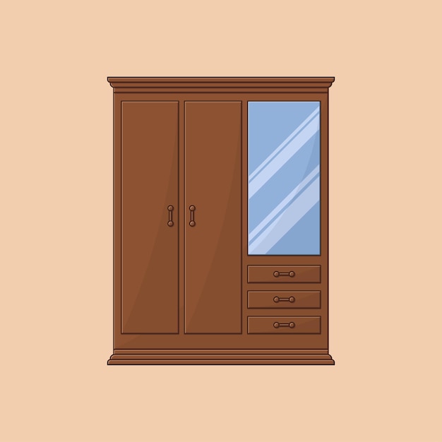 Teak wood wardrobe vector illustration