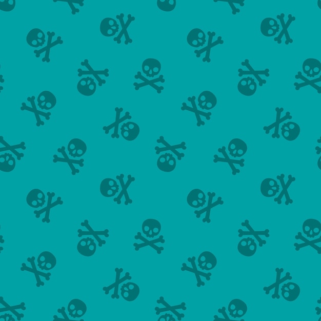 Teal seamless pattern with halloween skull