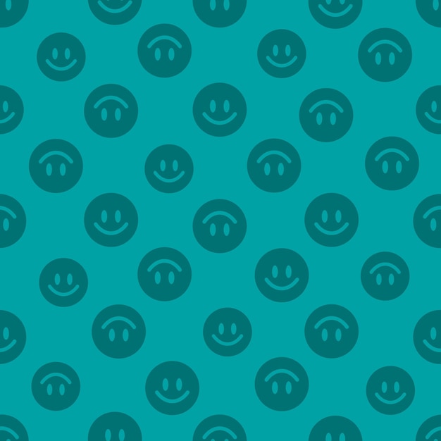 Teal seamless pattern with happy face