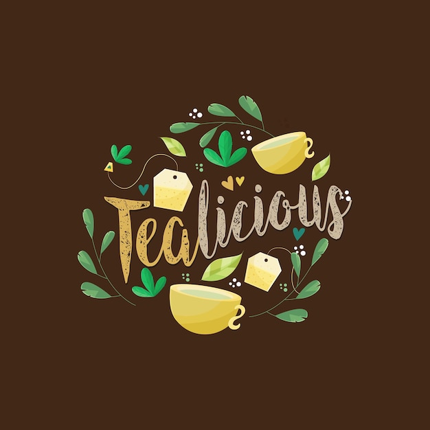 Vector tealicious for tea lovers logo