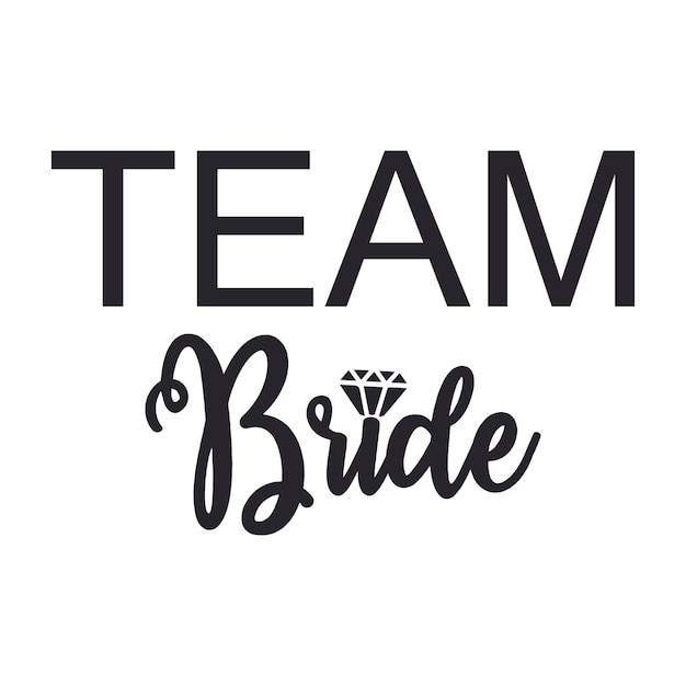 Vettore lettering tipografico corsivo team bride