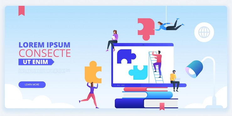 Vector team building landing page template