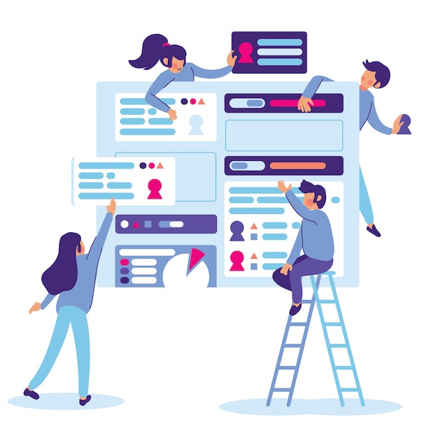 Team building website ui illustration