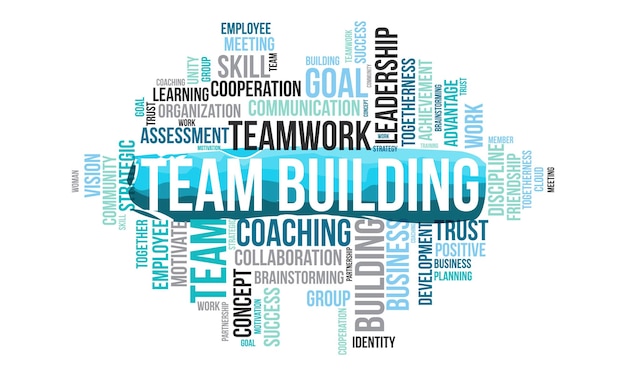 Team building word cloud template Business concept vector background