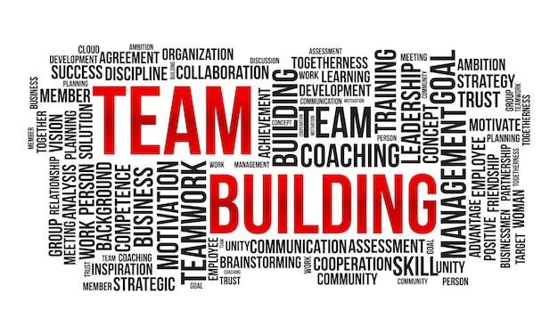 Team building word cloud template Business concept vector background