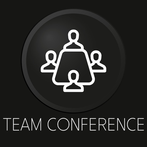 Team conference minimal vector line icon on 3d button isolated on black background premium vector