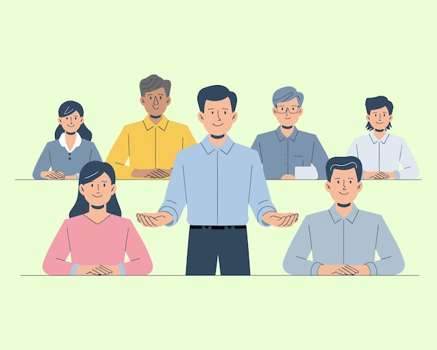 白い背景で孤立したチームコワーキング