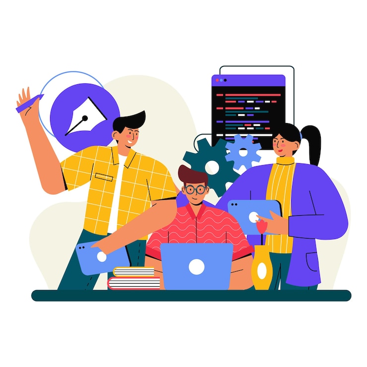 Vector team development flat illustration