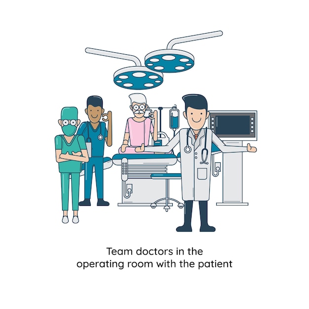 Team doctors in the operating room 