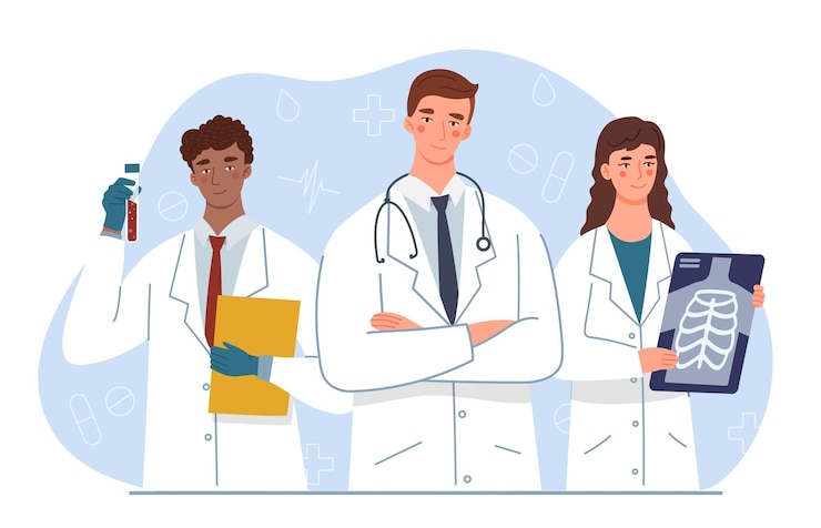 Vector team of doctors