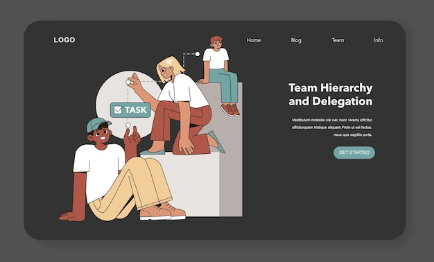 team hierarchy and delegation concept a structured team dynamically allocates tasks to optimize