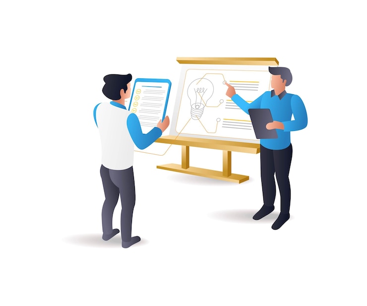 Vector the team is coming up with an idea for a business product
