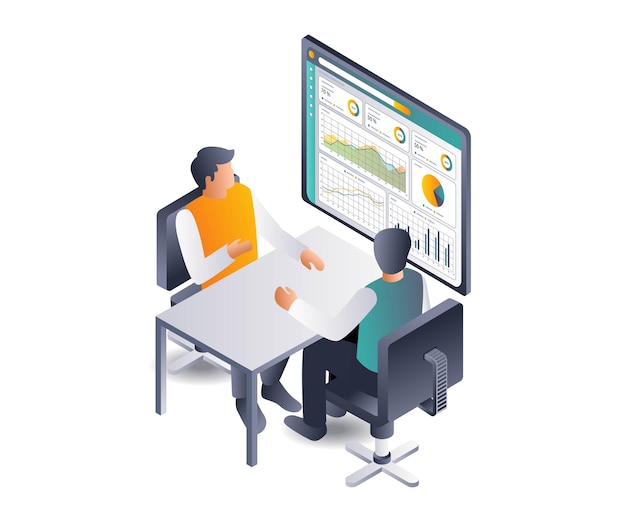 the team is discussing data analysis to develop the business