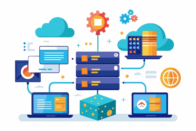 a team is engaged in organizing digital data storage and managing file archives efficiently organizing data storage and file archive on server or computer