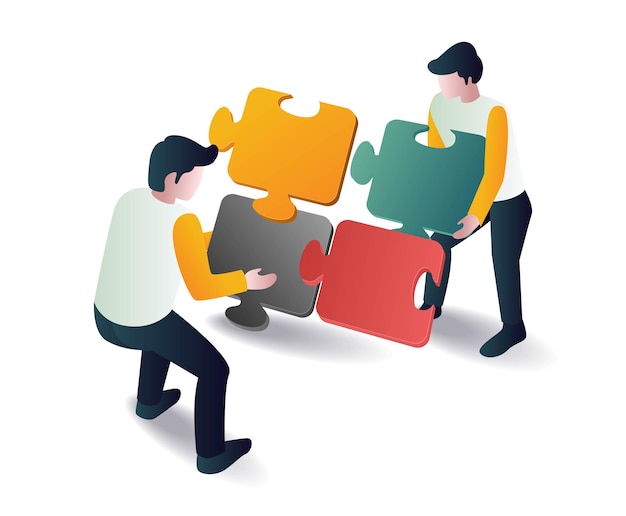 The team is putting together a puzzle in the illustration concept business