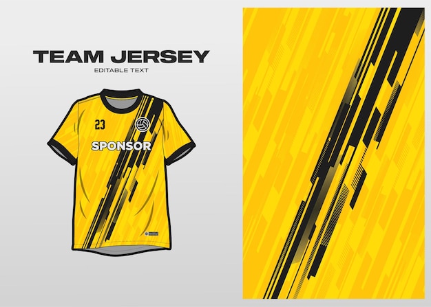 Team jersey with yellow stripes design pattern