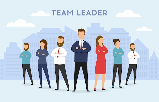 Vector team leader concept. leadership concept with business people characters