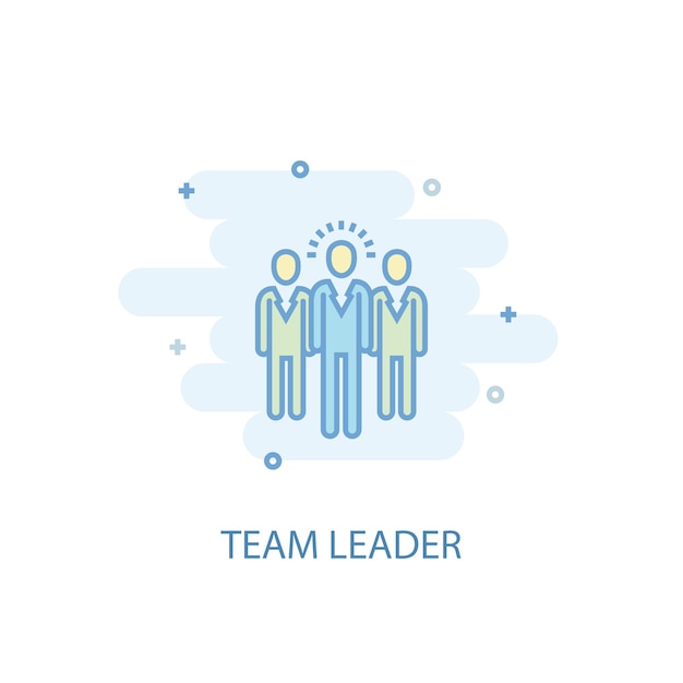 Vector team leader line concept. simple line icon, colored illustration. team leader symbol flat design. can be used for ui/ux