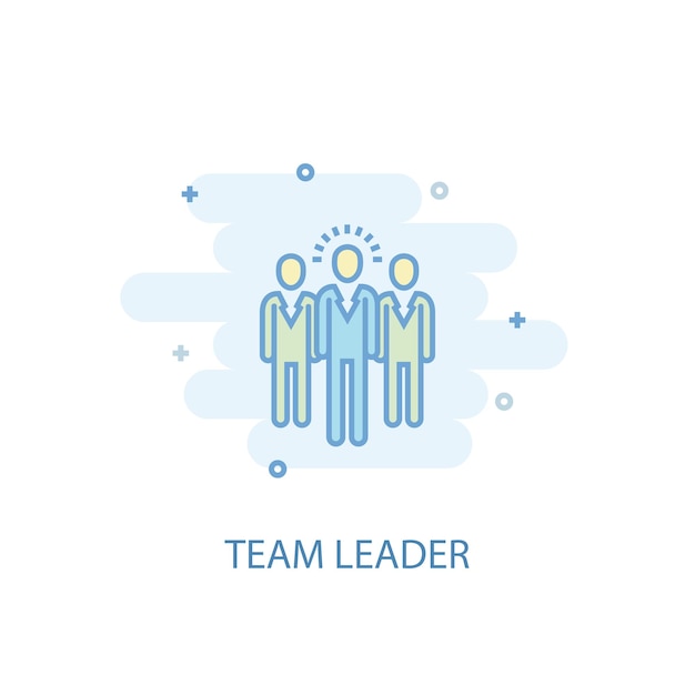 Concetto di linea leader del team. icona della linea semplice, illustrazione colorata. design piatto simbolo del capo squadra. può essere utilizzato per ui/ux