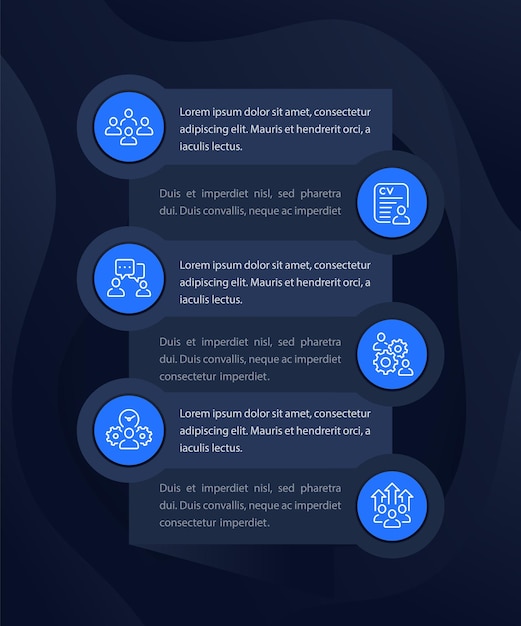 Team management, hr, people interacting infographics with line icons