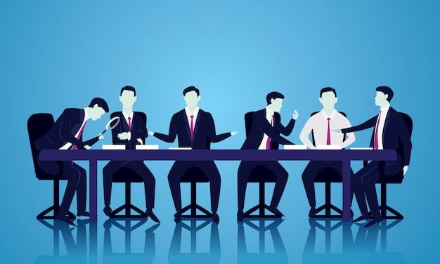 team meeting discussion, teamwork illustration concept