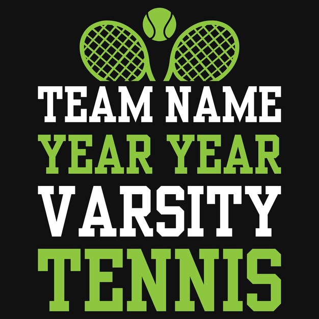 벡터 팀 이름 년 년 대학 테니스 팀 티셔츠 디자인