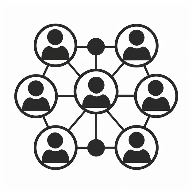 Vector team network icon black on white background clean