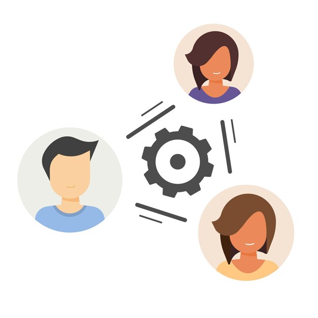 Вектор Настройки отношений между людьми в команде управляют иконой плоского вектора рабочей силы формирования персонала объекта
