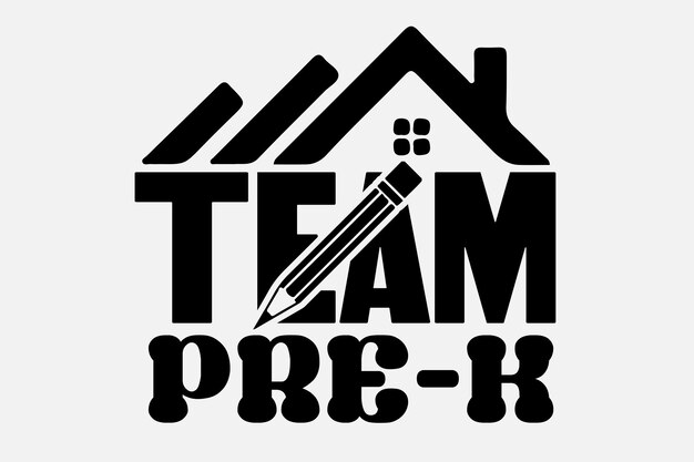 Team pre k-logo met een huis en een potlood